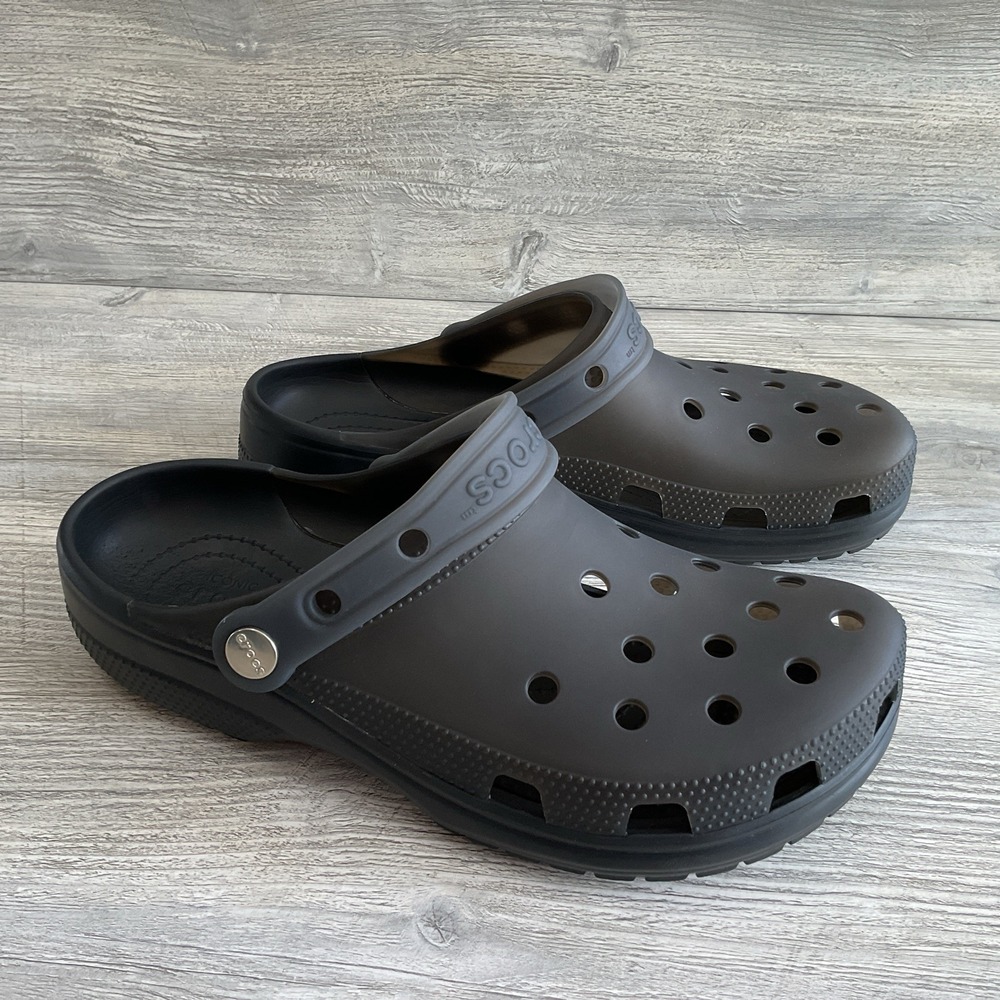 Crocs Classic Dark Charcoal Translucent Transparent Clear Clog Women's 9 Men's 7